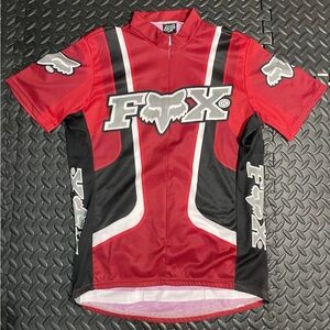 Vtg 90s Fox Racing Motocross Red Logo Cycling Jersey